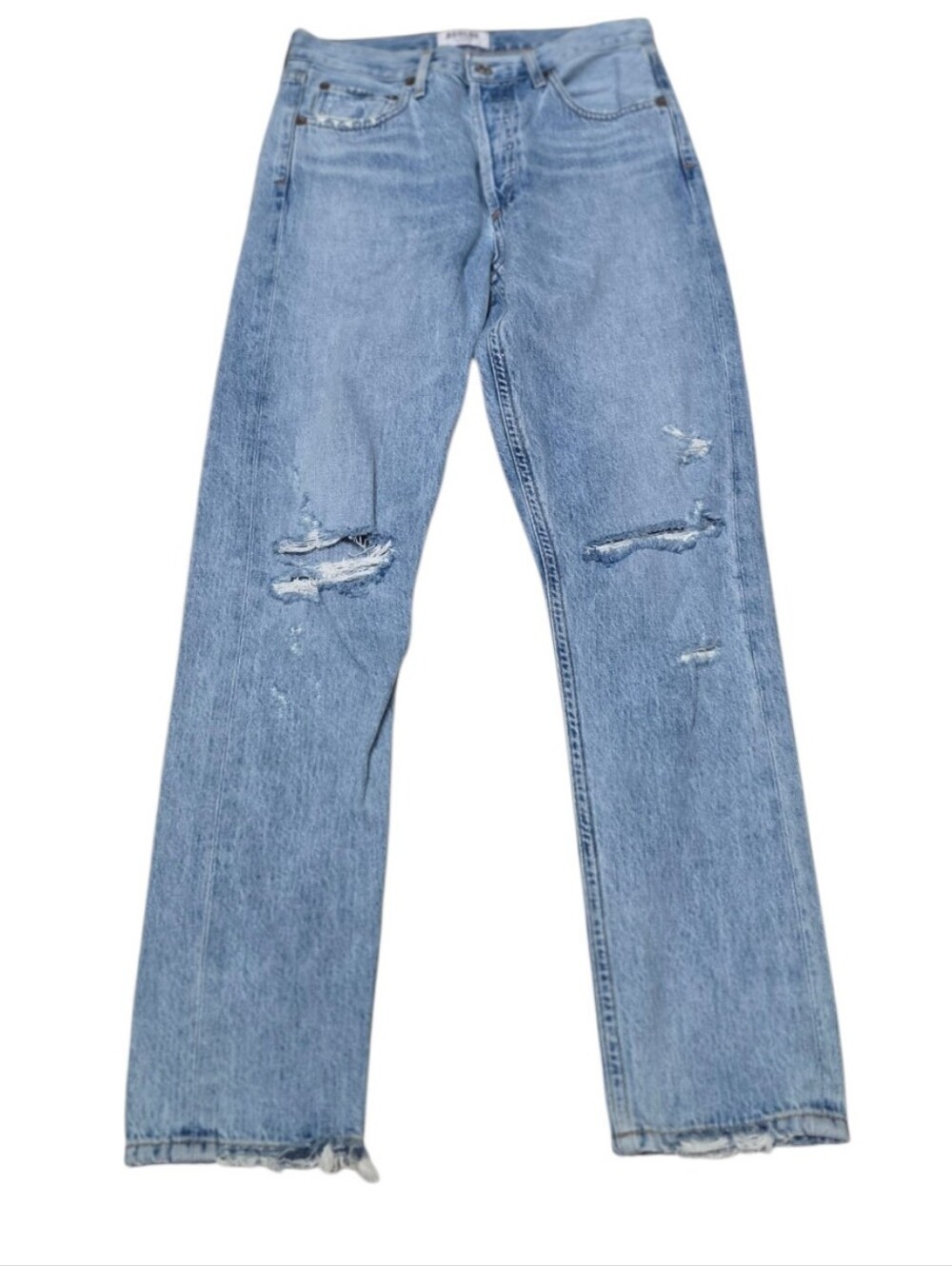 AGOLDE Jamie High Rise Distressed Light Wash Ankle Denim Jeans - Picture 2 of 9